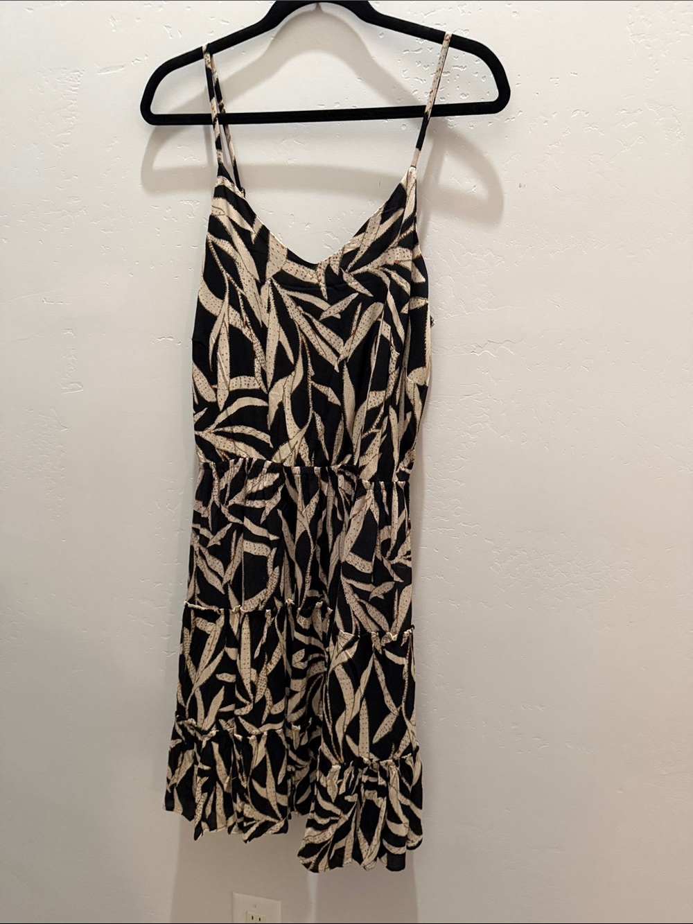 Spaghetti Strap Midi Dress in Black and Cream